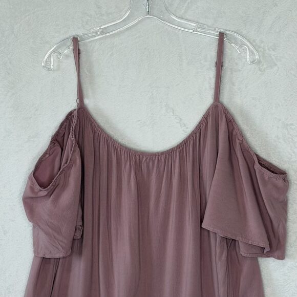 TORRID Women's Challis Eyelet Border Cold Shoulder Blouse Elderberry Size 4X - Picture 5 of 16